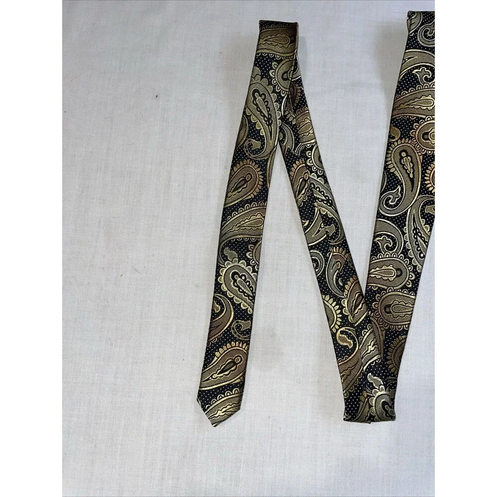 Bruno Piattelli Men’s Dress Toe Size 58” Gold Paisley Business Formal City NWT